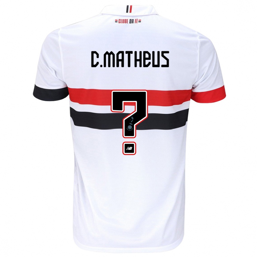 Kids Football Caio Matheus #0 White Red Black Home Jersey 2024/25 T-Shirt Uk