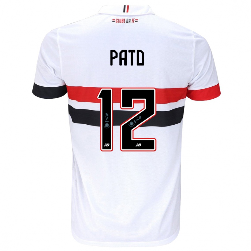 Kids Football Alexandre Pato #12 White Red Black Home Jersey 2024/25 T-Shirt Uk