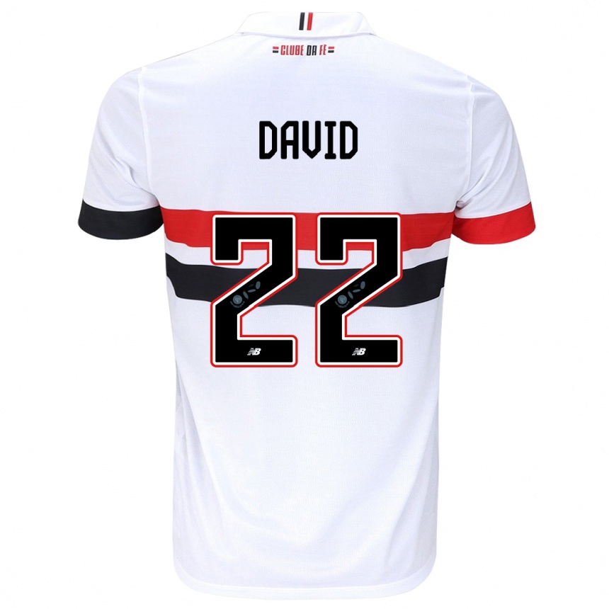 Kids Football David #22 White Red Black Home Jersey 2024/25 T-Shirt Uk