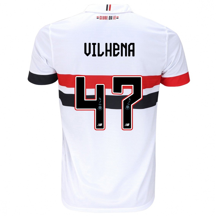 Kids Football Pedro Vilhena #47 White Red Black Home Jersey 2024/25 T-Shirt Uk