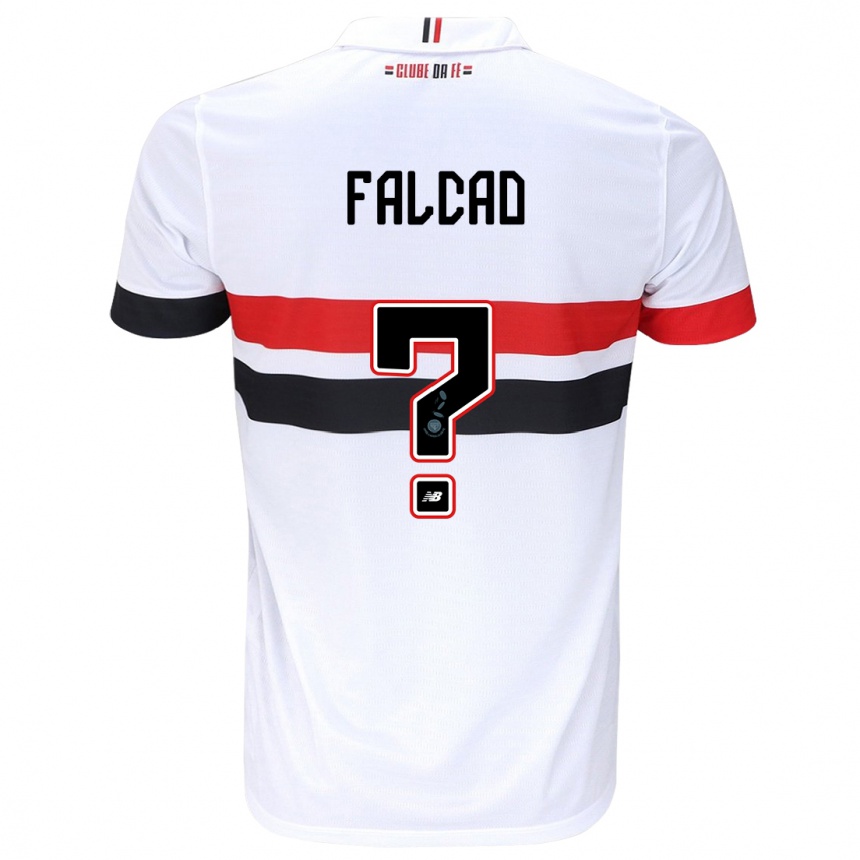 Kids Football Gabriel Falcão #0 White Red Black Home Jersey 2024/25 T-Shirt Uk