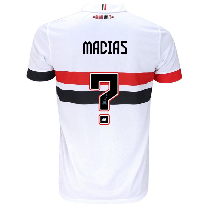 Kids Football Juan Macías #0 White Red Black Home Jersey 2024/25 T-Shirt Uk