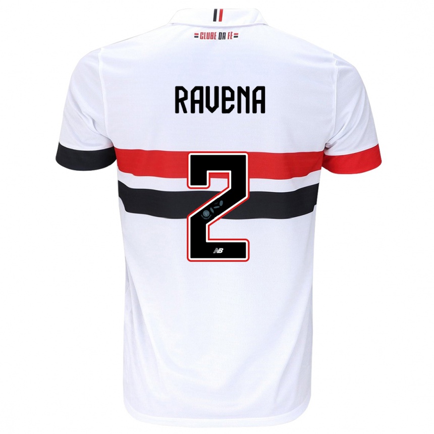 Kids Football Ravena #2 White Red Black Home Jersey 2024/25 T-Shirt Uk