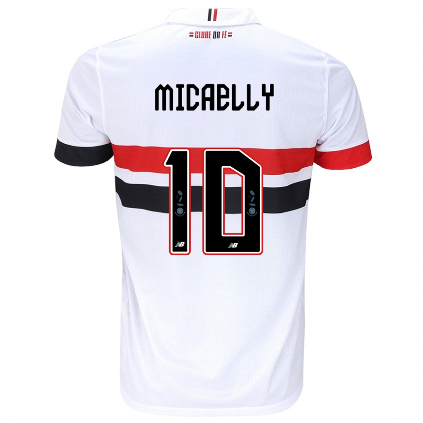 Kids Football Micaelly #10 White Red Black Home Jersey 2024/25 T-Shirt Uk