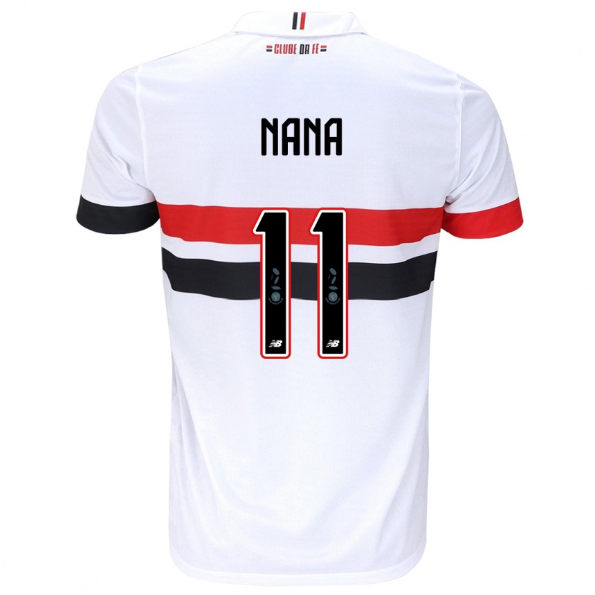 Kids Football Naná #11 White Red Black Home Jersey 2024/25 T-Shirt Uk