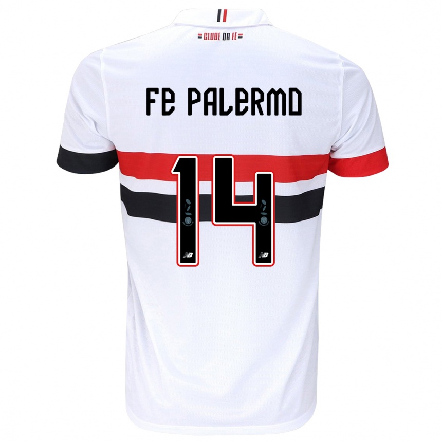 Kids Football Fe Palermo #14 White Red Black Home Jersey 2024/25 T-Shirt Uk