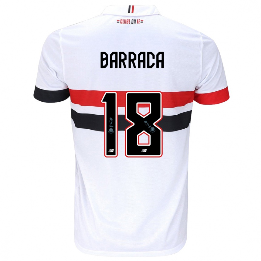 Kids Football Barraca #18 White Red Black Home Jersey 2024/25 T-Shirt Uk