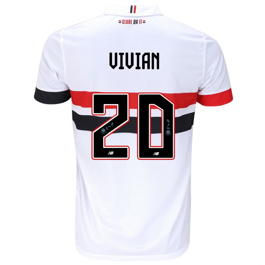 Kids Football Vivian #20 White Red Black Home Jersey 2024/25 T-Shirt Uk