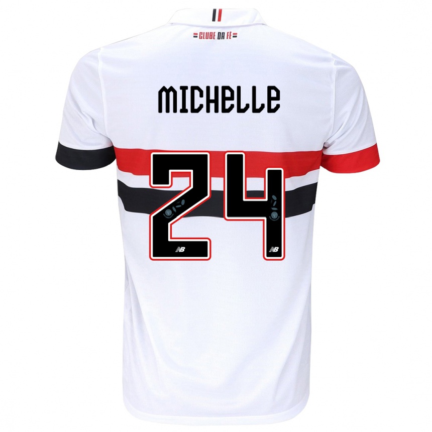 Kids Football Michelle #24 White Red Black Home Jersey 2024/25 T-Shirt Uk