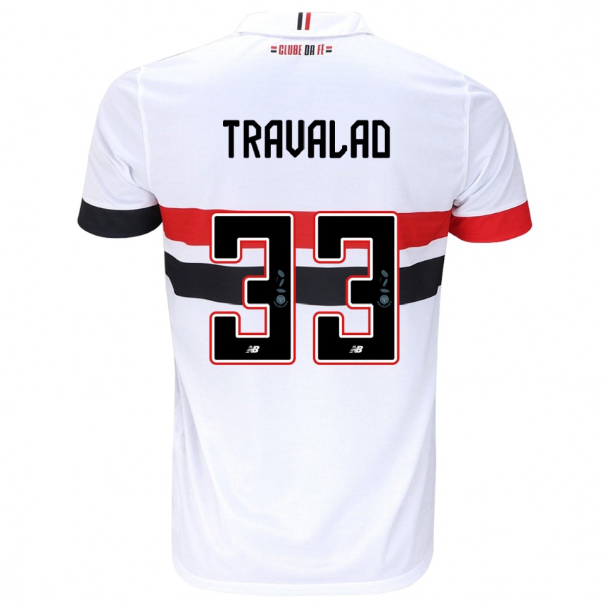 Kids Football Rafa Travalão #33 White Red Black Home Jersey 2024/25 T-Shirt Uk