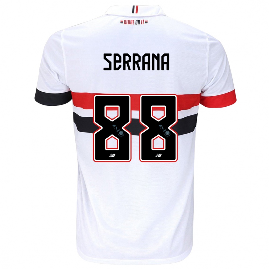 Kids Football Serrana #88 White Red Black Home Jersey 2024/25 T-Shirt Uk