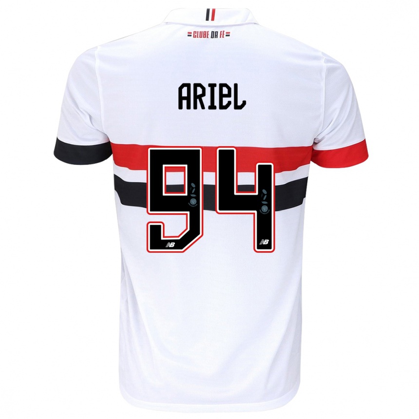 Kids Football Ariel #94 White Red Black Home Jersey 2024/25 T-Shirt Uk