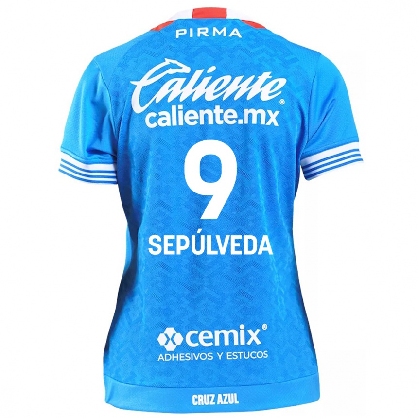 Kids Football Ángel Sepúlveda #9 Sky Blue Home Jersey 2024/25 T-Shirt Uk