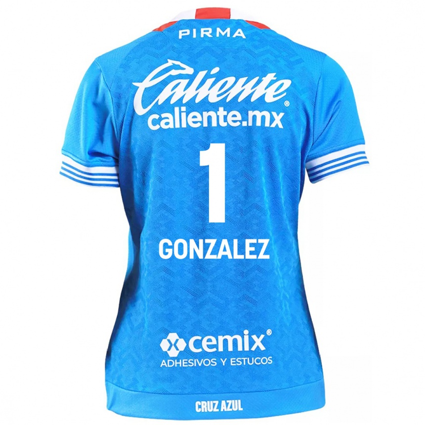 Kids Football Itzayana Gonzalez #1 Sky Blue Home Jersey 2024/25 T-Shirt Uk