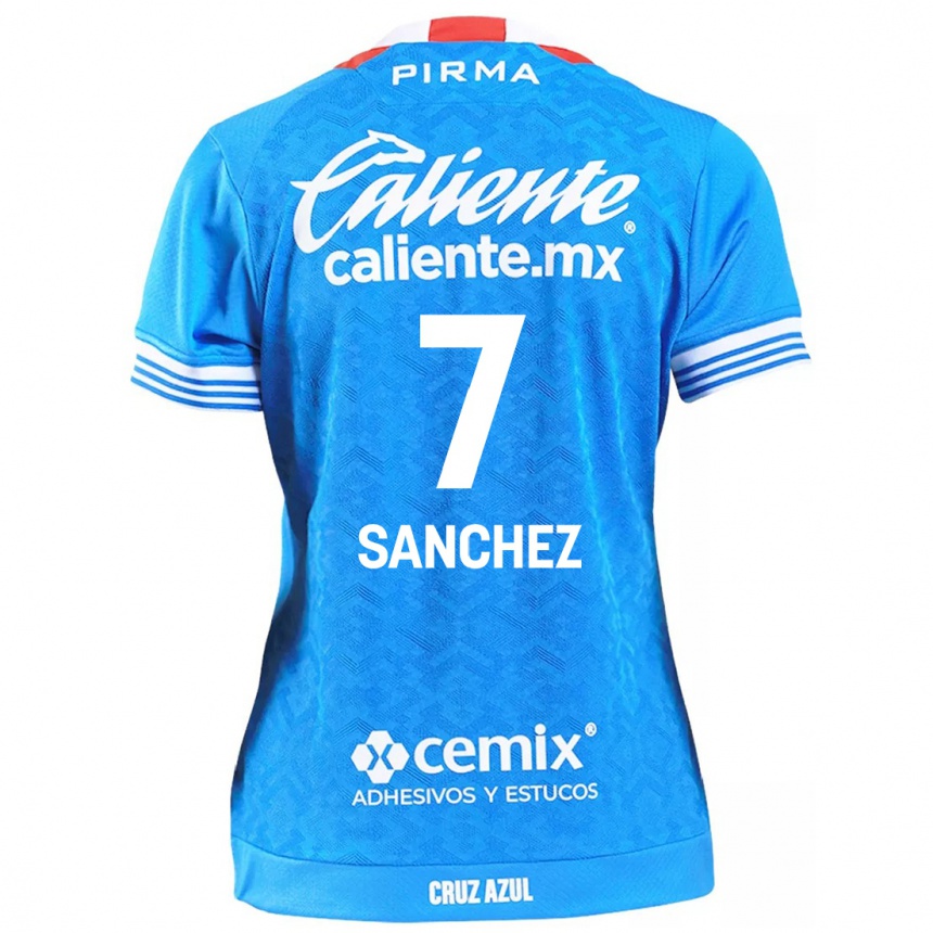 Kids Football Andrea Sanchez #7 Sky Blue Home Jersey 2024/25 T-Shirt Uk