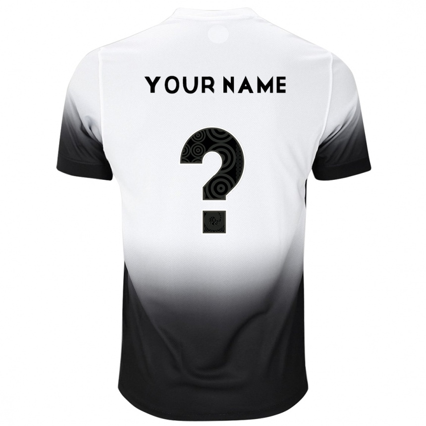 Kids Football Your Name #0 White Black Home Jersey 2024/25 T-Shirt Uk