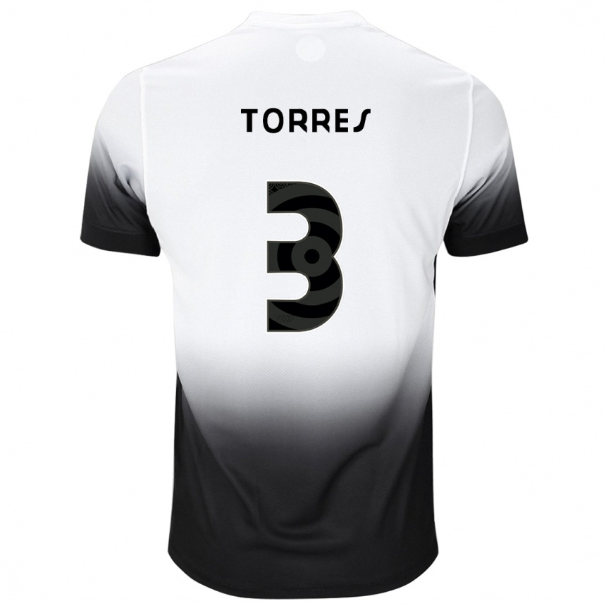 Kids Football Félix Torres #3 White Black Home Jersey 2024/25 T-Shirt Uk