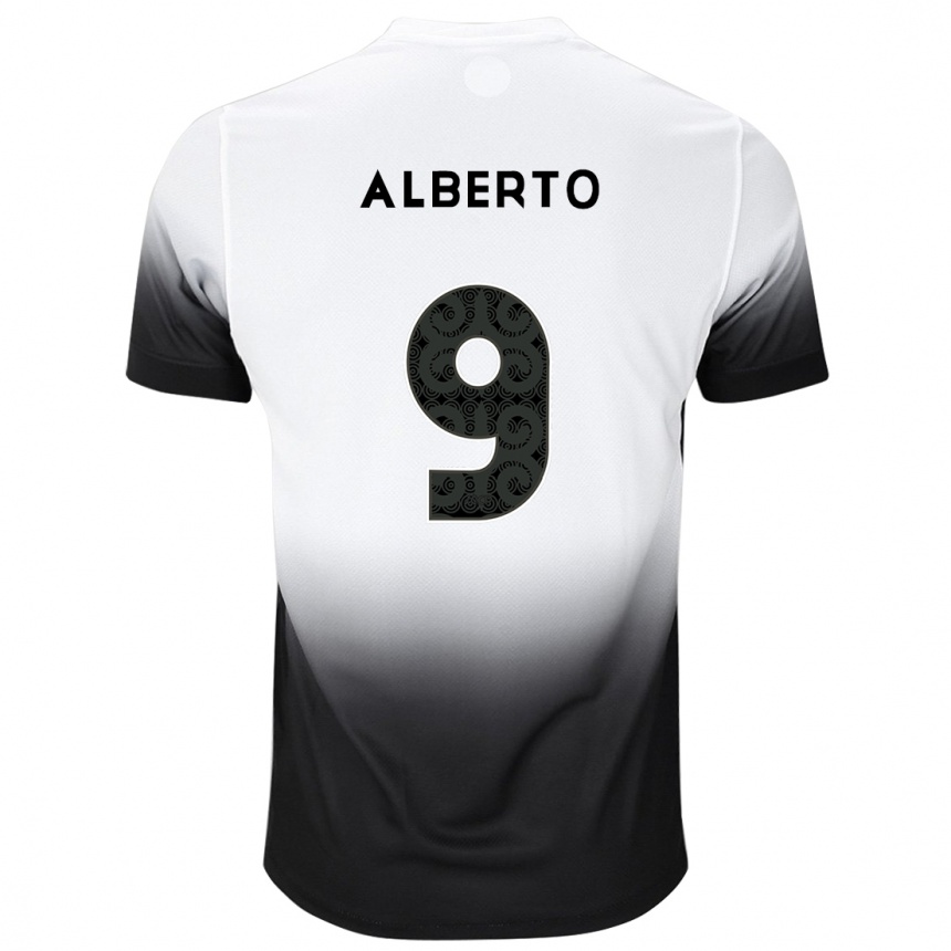 Kids Football Yuri Alberto #9 White Black Home Jersey 2024/25 T-Shirt Uk