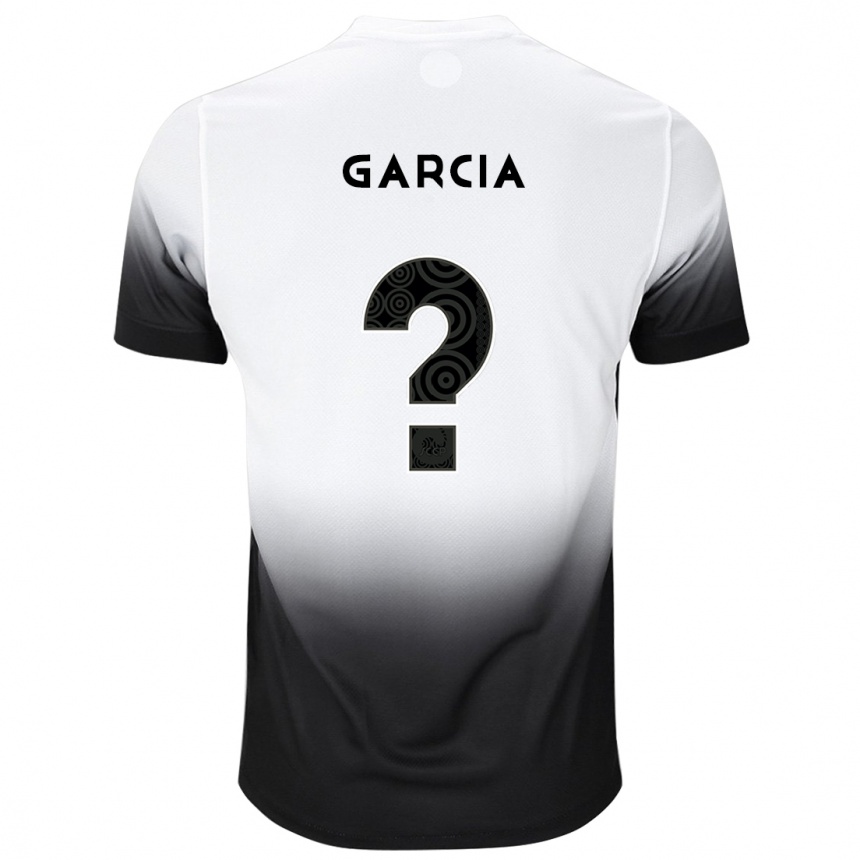 Kids Football Jhonatan Garcia #0 White Black Home Jersey 2024/25 T-Shirt Uk