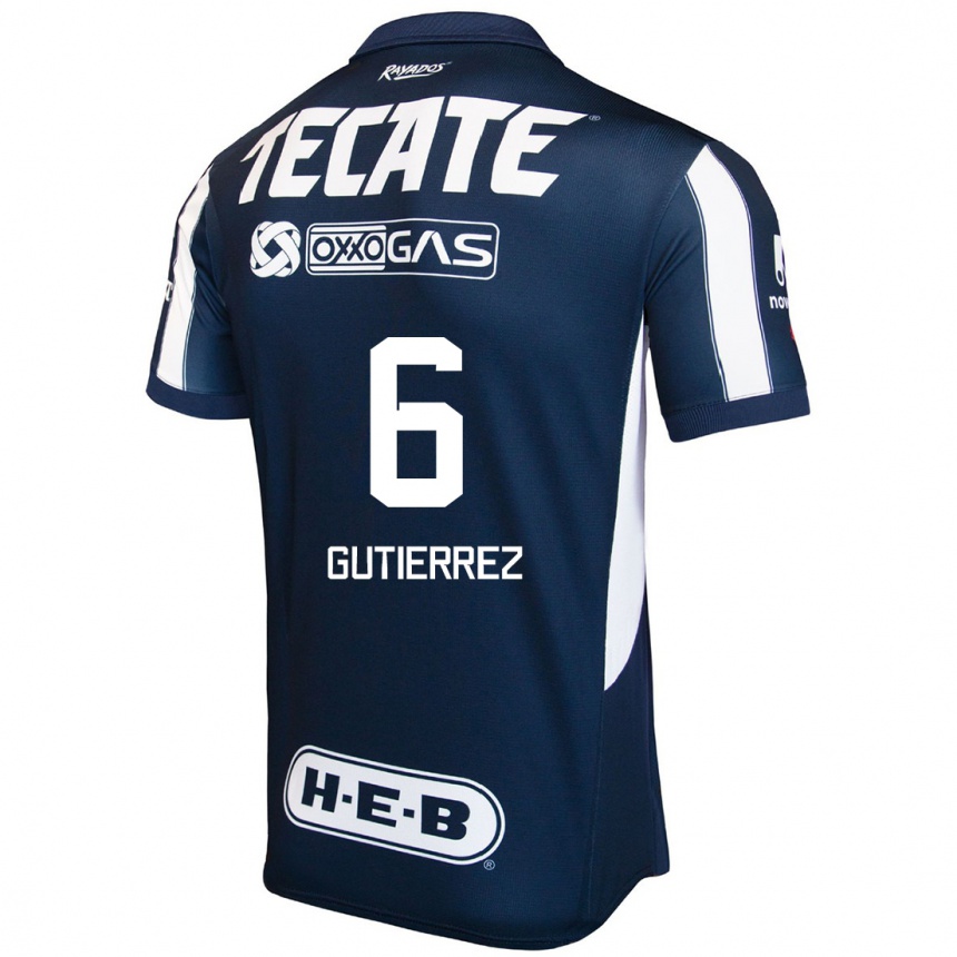 Kids Football Édson Gutiérrez #6 Blue Red White Home Jersey 2024/25 T-Shirt Uk