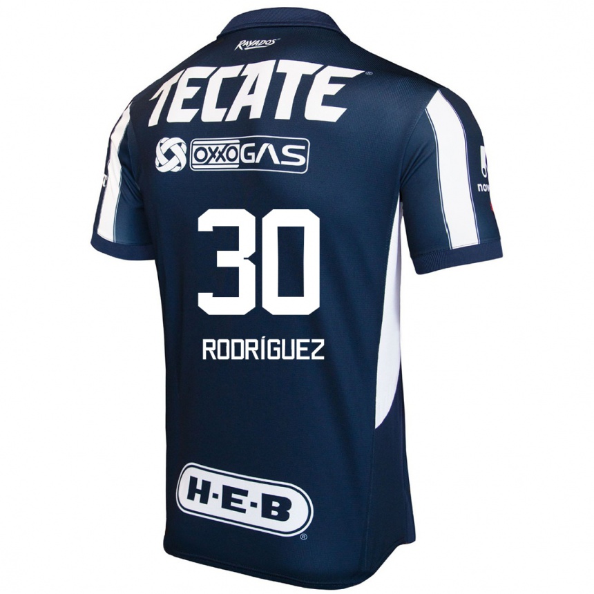 Kids Football Jorge Rodríguez #30 Blue Red White Home Jersey 2024/25 T-Shirt Uk