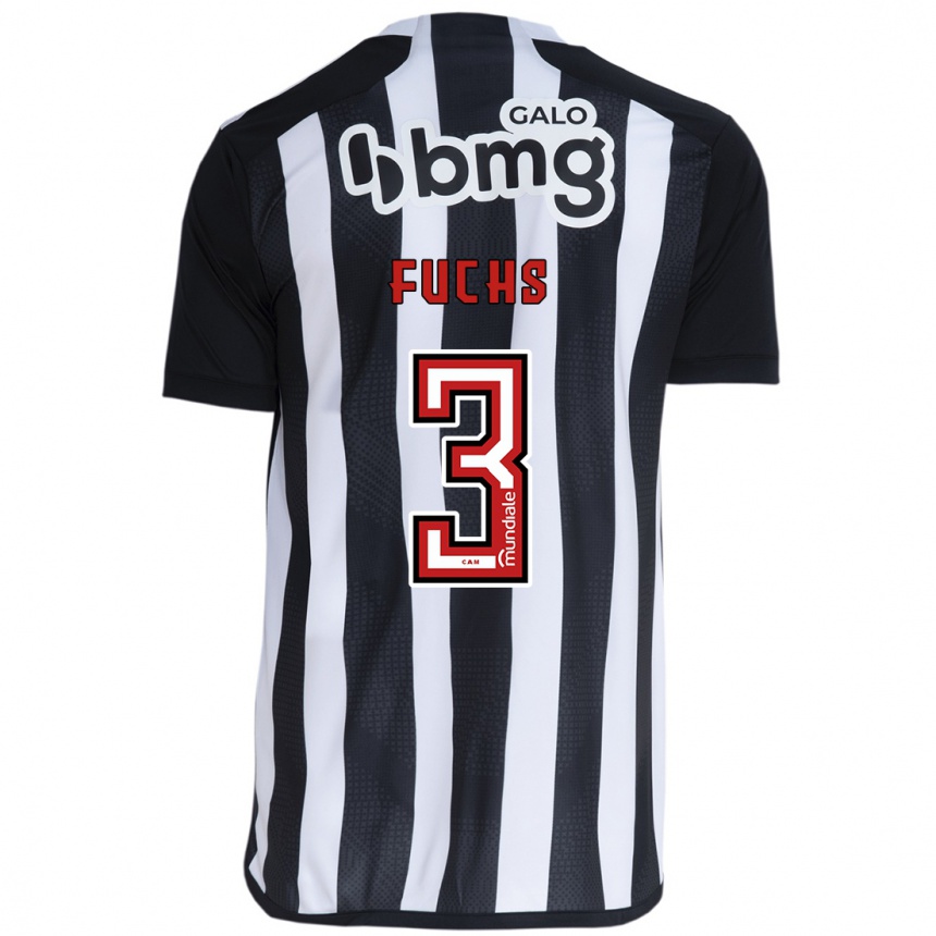 Kids Football Bruno Fuchs #3 White Black Home Jersey 2024/25 T-Shirt Uk