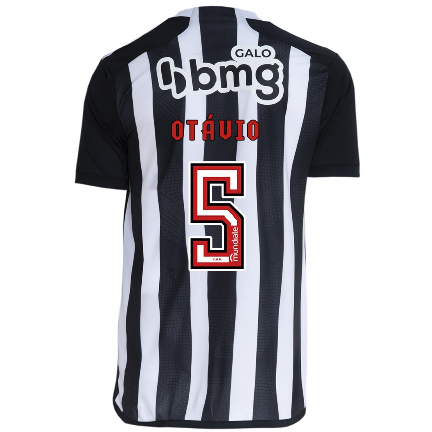 Kids Football Otávio #5 White Black Home Jersey 2024/25 T-Shirt Uk