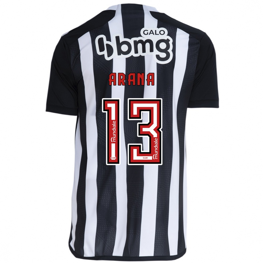 Kids Football Guilherme Arana #13 White Black Home Jersey 2024/25 T-Shirt Uk