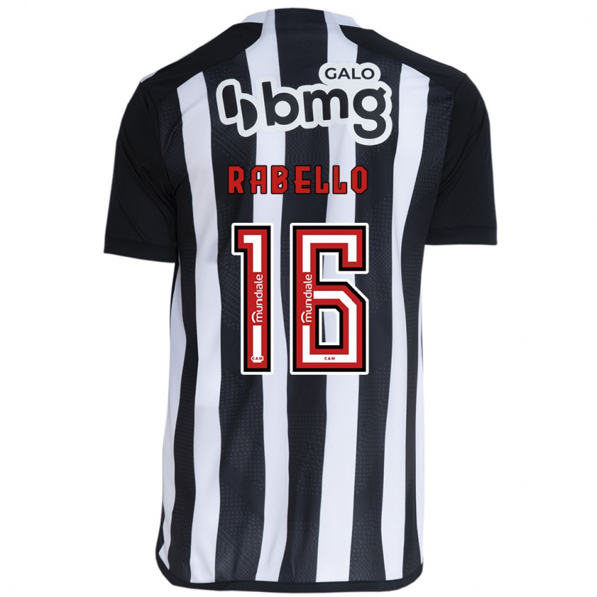 Kids Football Igor Rabello #16 White Black Home Jersey 2024/25 T-Shirt Uk