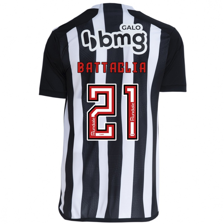 Kids Football Rodrigo Battaglia #21 White Black Home Jersey 2024/25 T-Shirt Uk