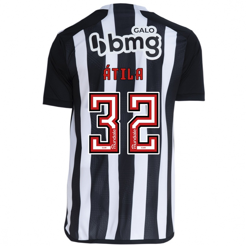 Kids Football Gabriel Átila #32 White Black Home Jersey 2024/25 T-Shirt Uk