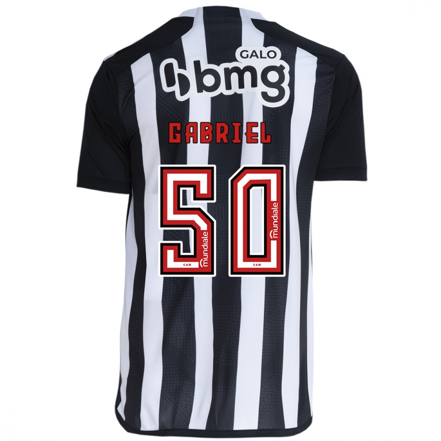 Kids Football Vitor Gabriel #50 White Black Home Jersey 2024/25 T-Shirt Uk