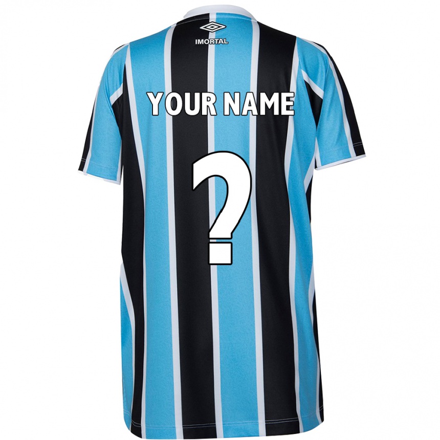 Kids Football Your Name #0 Blue Black White Home Jersey 2024/25 T-Shirt Uk