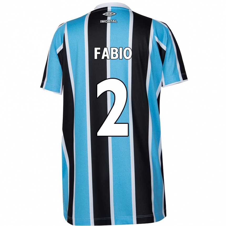 Kids Football Fábio #2 Blue Black White Home Jersey 2024/25 T-Shirt Uk