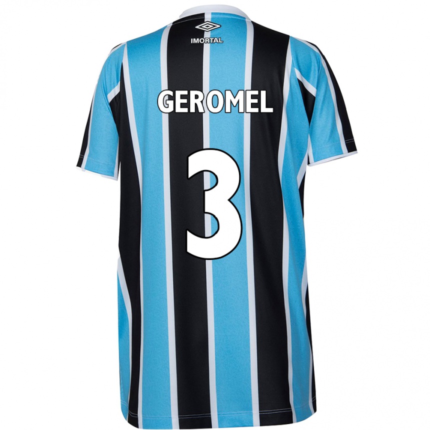 Kids Football Pedro Geromel #3 Blue Black White Home Jersey 2024/25 T-Shirt Uk