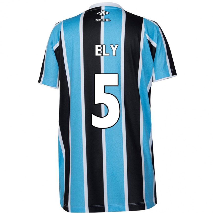 Kids Football Rodrigo Ely #5 Blue Black White Home Jersey 2024/25 T-Shirt Uk