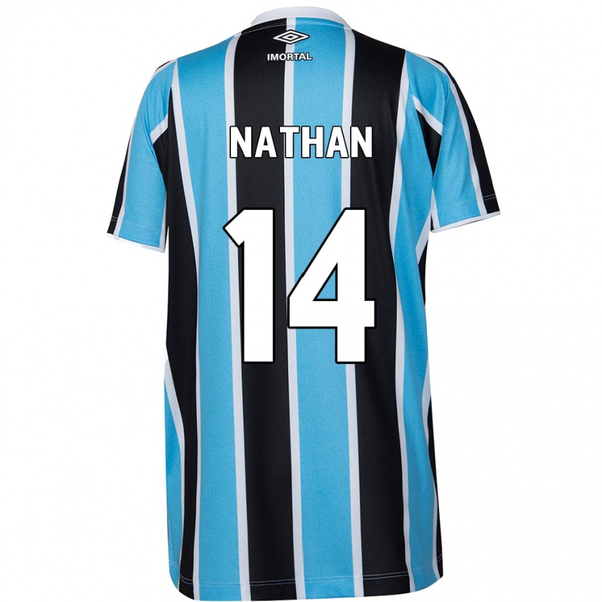 Kids Football Nathan #14 Blue Black White Home Jersey 2024/25 T-Shirt Uk