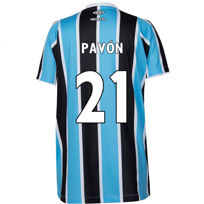 Kids Football Cristian Pavón #21 Blue Black White Home Jersey 2024/25 T-Shirt Uk