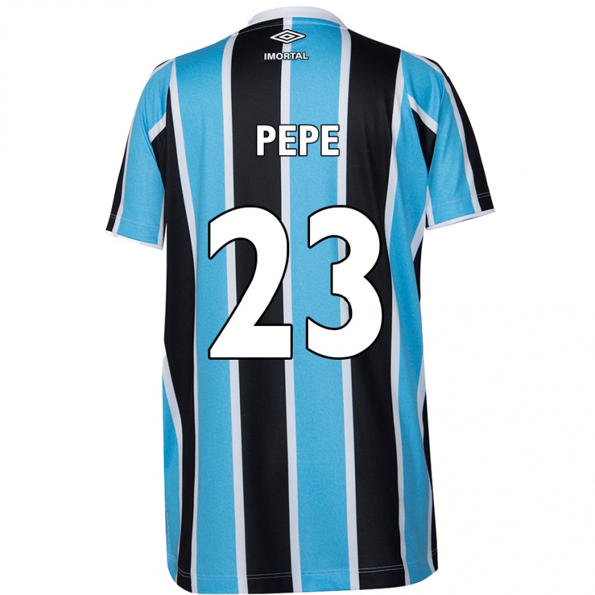 Kids Football Pepê #23 Blue Black White Home Jersey 2024/25 T-Shirt Uk