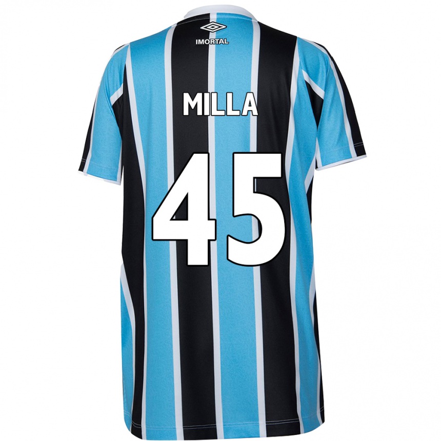 Kids Football Lucas Milla #45 Blue Black White Home Jersey 2024/25 T-Shirt Uk