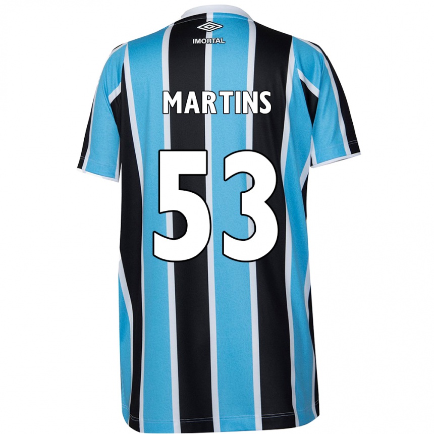 Kids Football Gustavo Martins #53 Blue Black White Home Jersey 2024/25 T-Shirt Uk