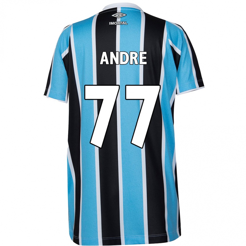 Kids Football André #77 Blue Black White Home Jersey 2024/25 T-Shirt Uk