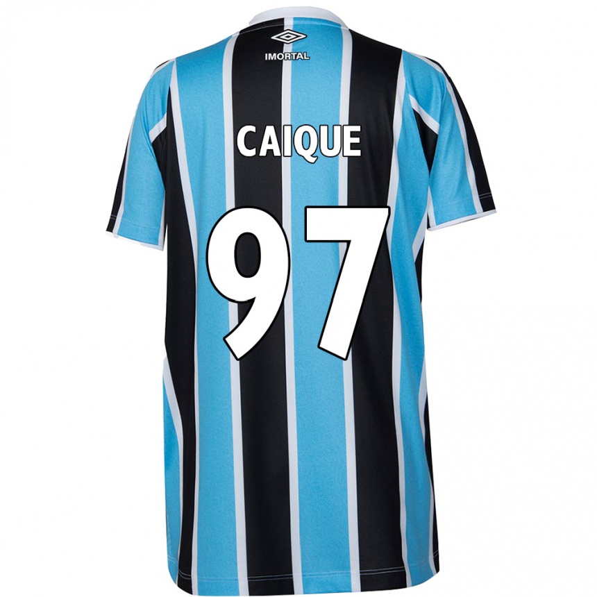 Kids Football Caíque #97 Blue Black White Home Jersey 2024/25 T-Shirt Uk