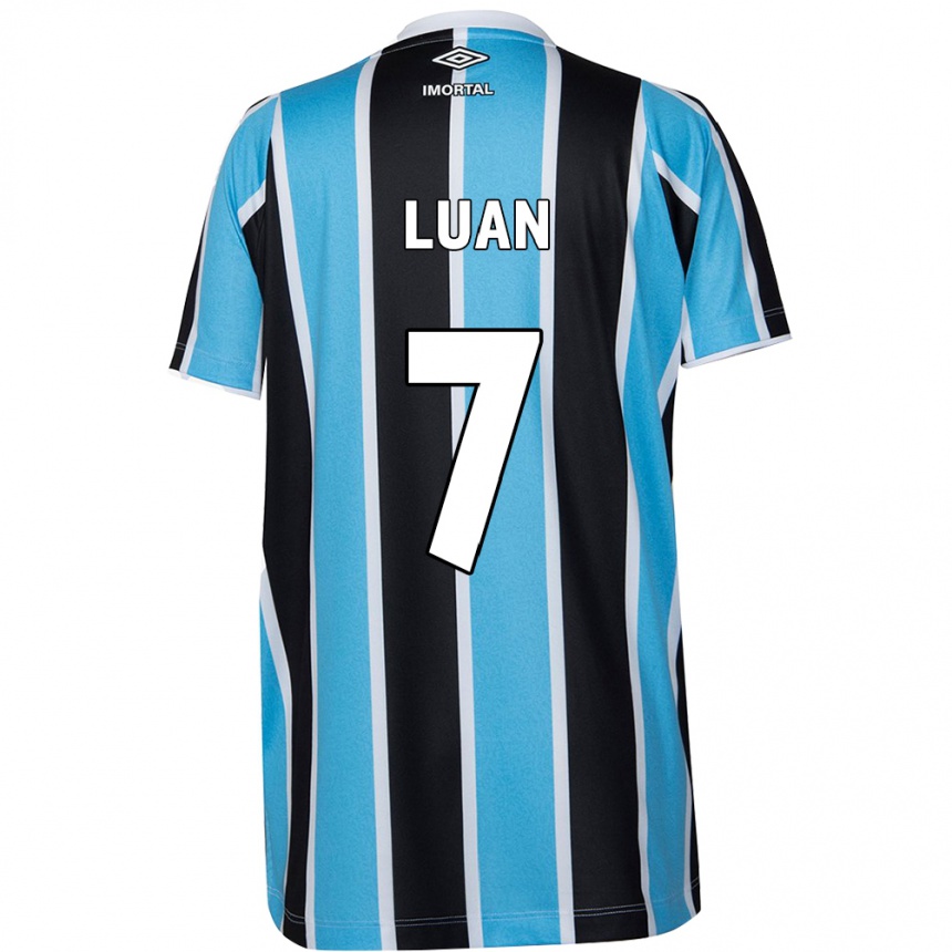 Kids Football Luan #7 Blue Black White Home Jersey 2024/25 T-Shirt Uk