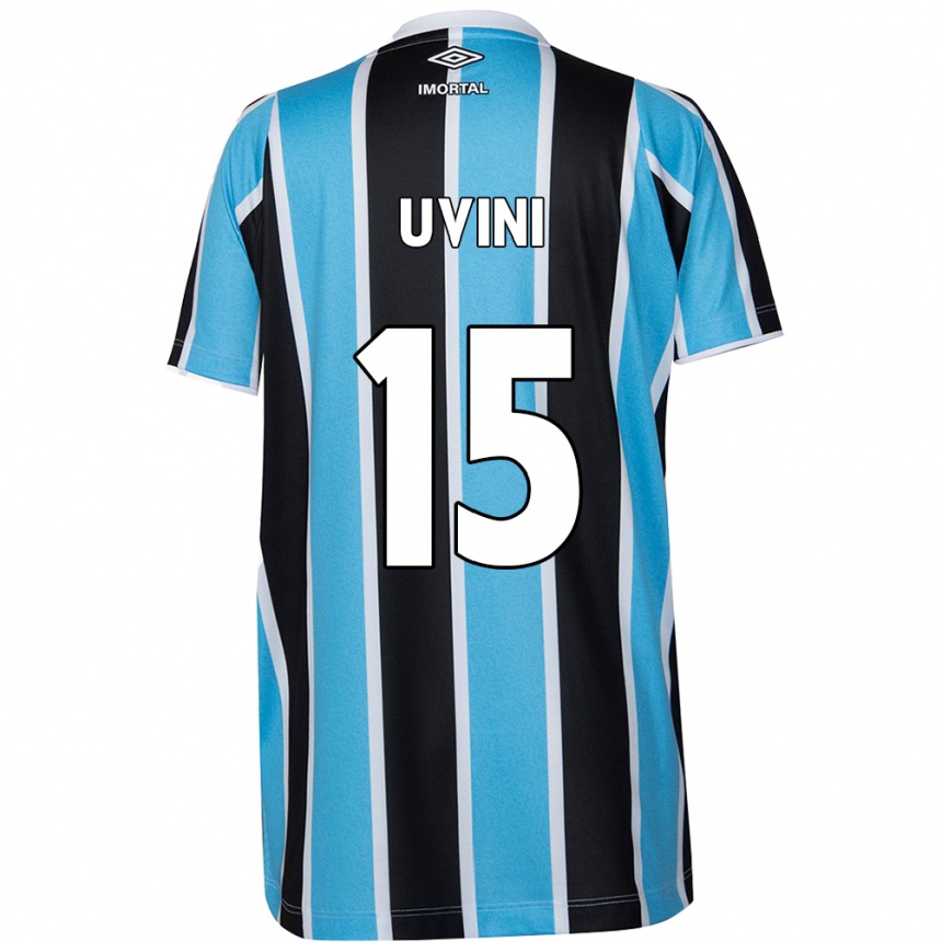 Kids Football Bruno Uvini #15 Blue Black White Home Jersey 2024/25 T-Shirt Uk