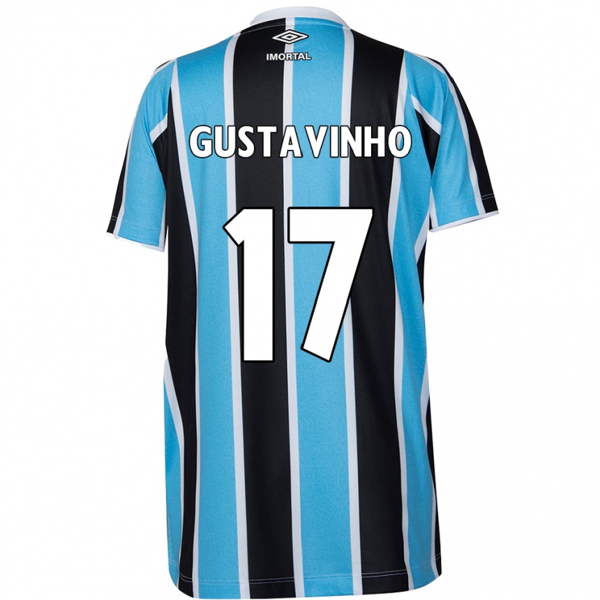 Kids Football Gustavinho #17 Blue Black White Home Jersey 2024/25 T-Shirt Uk