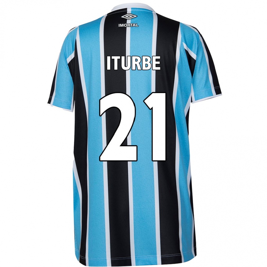 Kids Football Juan Iturbe #21 Blue Black White Home Jersey 2024/25 T-Shirt Uk