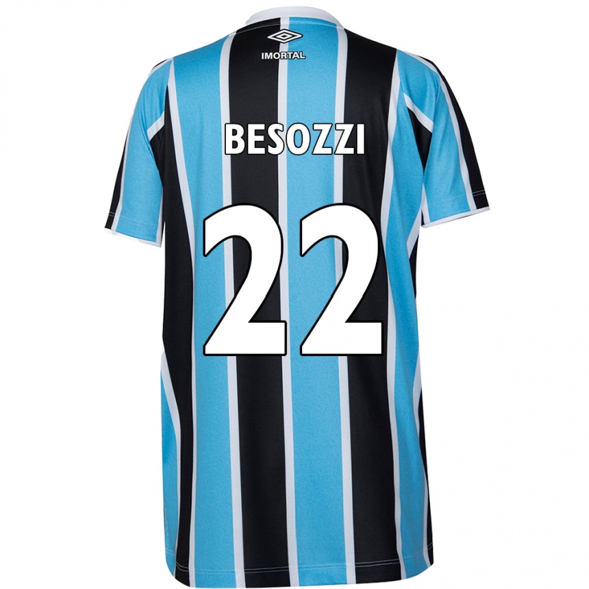 Kids Football Lucas Besozzi #22 Blue Black White Home Jersey 2024/25 T-Shirt Uk