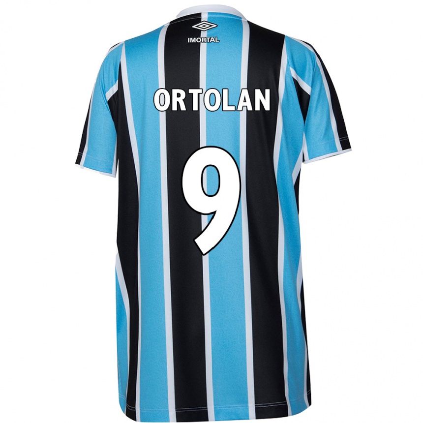 Kids Football Dani Ortolan #9 Blue Black White Home Jersey 2024/25 T-Shirt Uk