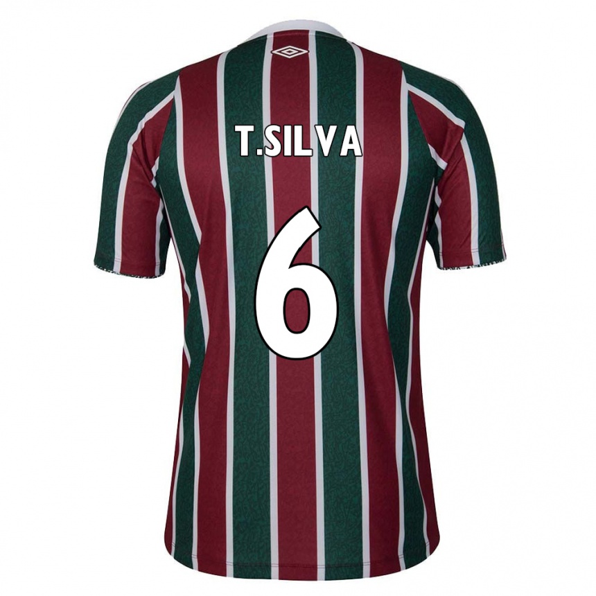 Kids Football Thiago Silva #6 Green Maroon White Home Jersey 2024/25 T-Shirt Uk